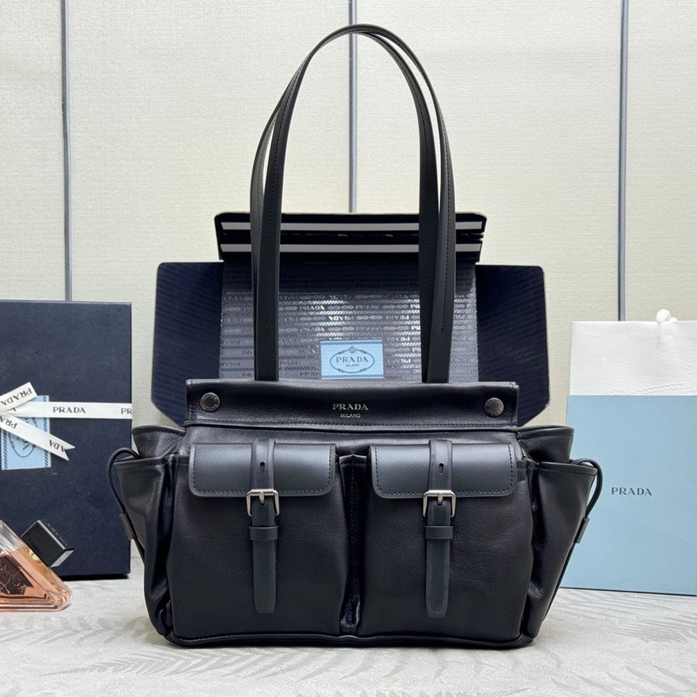 Pra*a Route medium leather tote bag(HIGH-END GRADE)