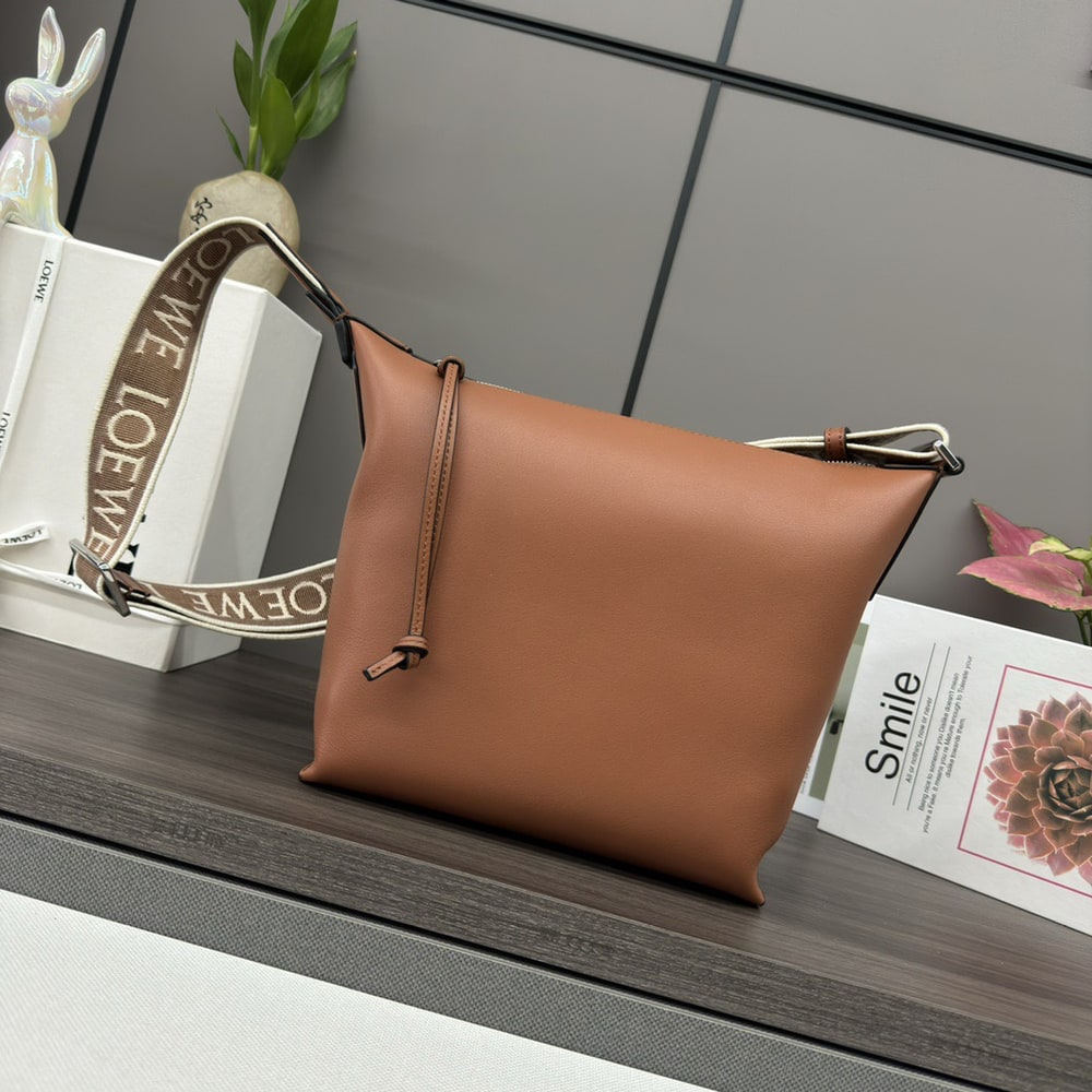 L0ew* Small Cubi crossbody bag in S*pple smooth calfskin and jacquard (HIGH-END GRADE)